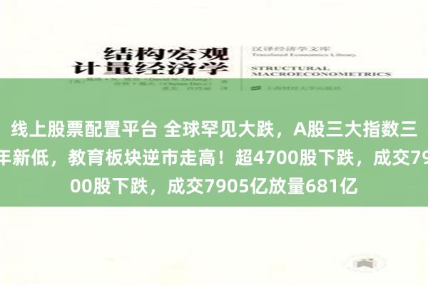 线上股票配置平台 全球罕见大跌，A股三大指数三连跌，沪指创半年新低，教育板块逆市走高！超4700股下跌，成交7905亿放量681亿