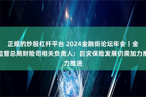 正规的炒股杠杆平台 2024金融街论坛年会丨金融监管总局财险司相关负责人：巨灾保险发展仍需加力推进