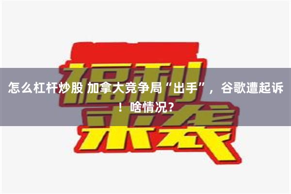 怎么杠杆炒股 加拿大竞争局“出手”，谷歌遭起诉！啥情况？